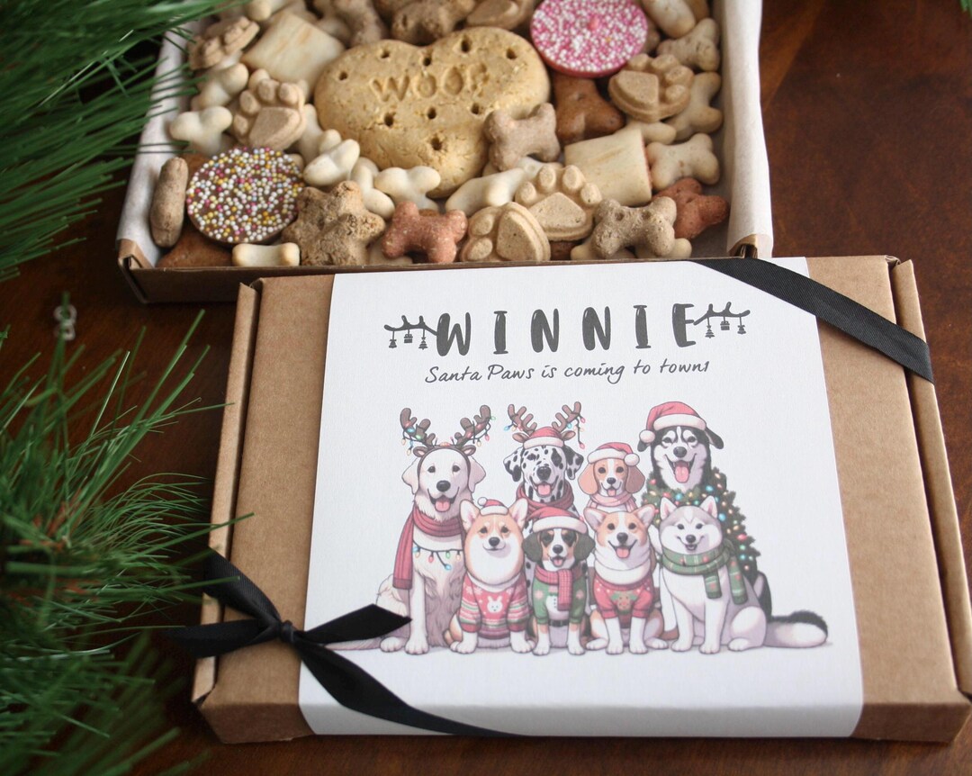 Personalised Christmas Dog Treat Box Dog Xmas Gift Box Letterbox Dog