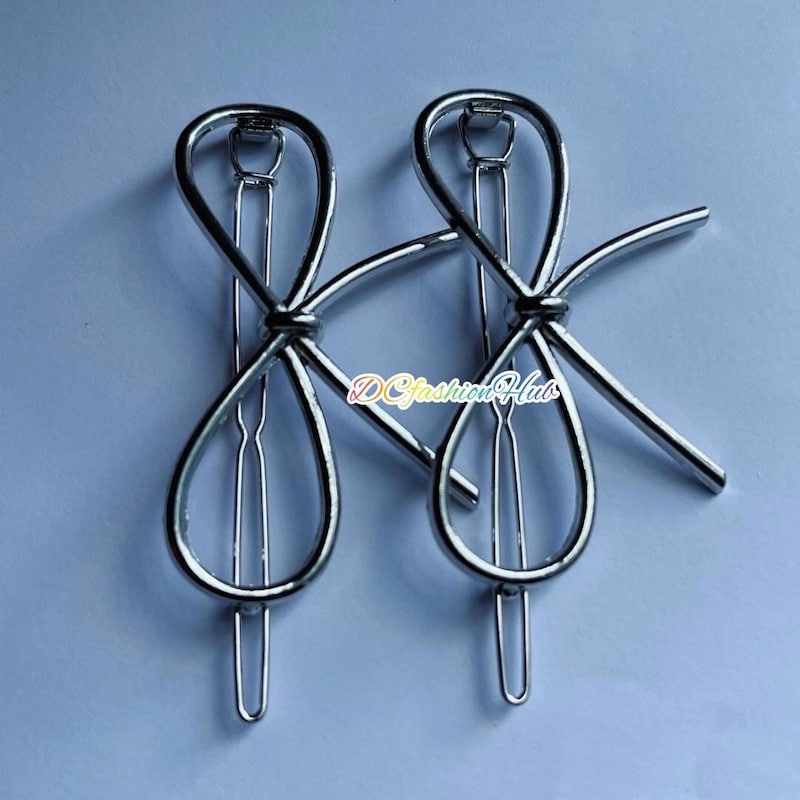 White - German Silver Hair Clip (Set of 2) 09 main image 1
