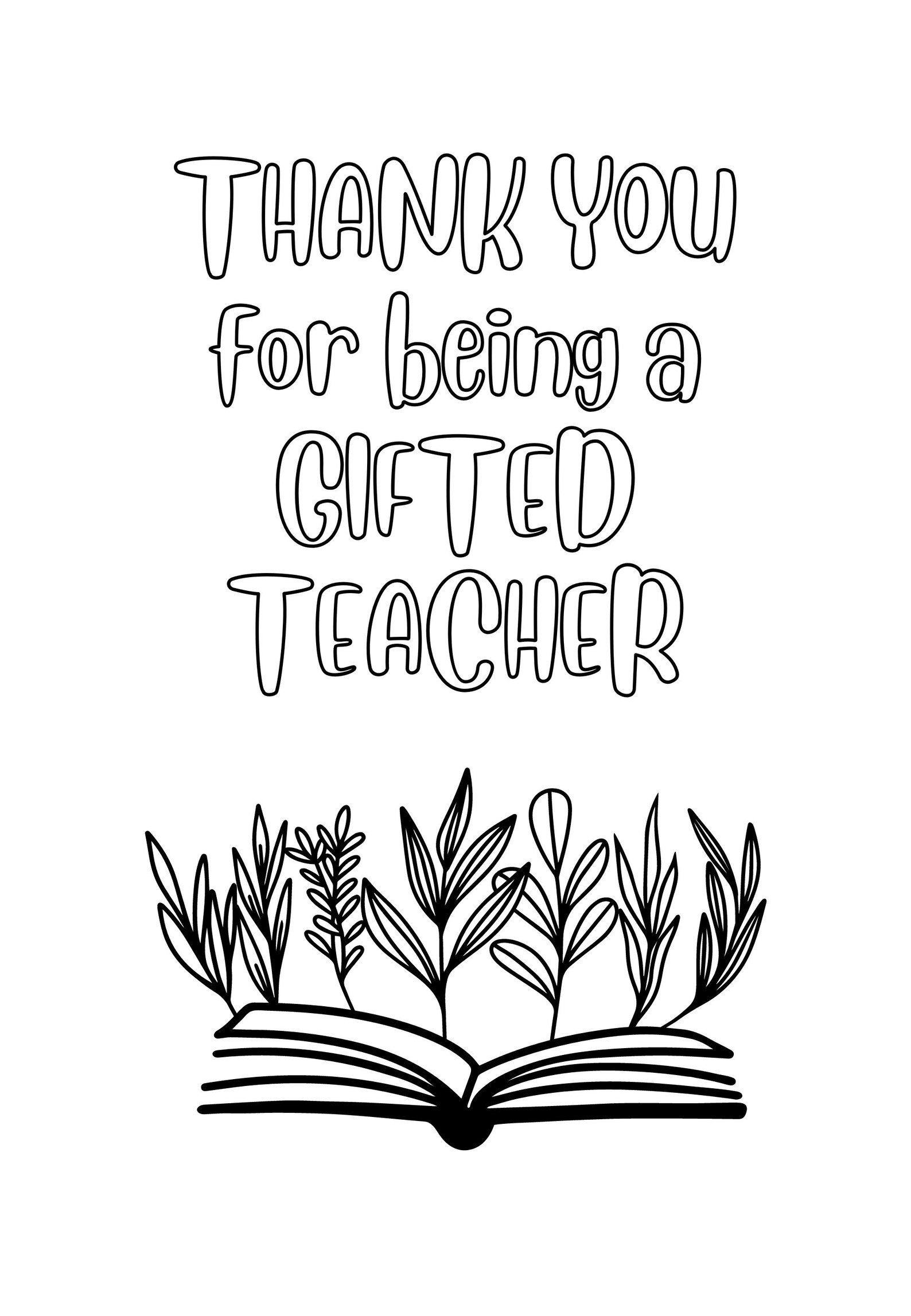 Printable Teacher Thank You Card, Coloring Card From Gifted & Talented ...