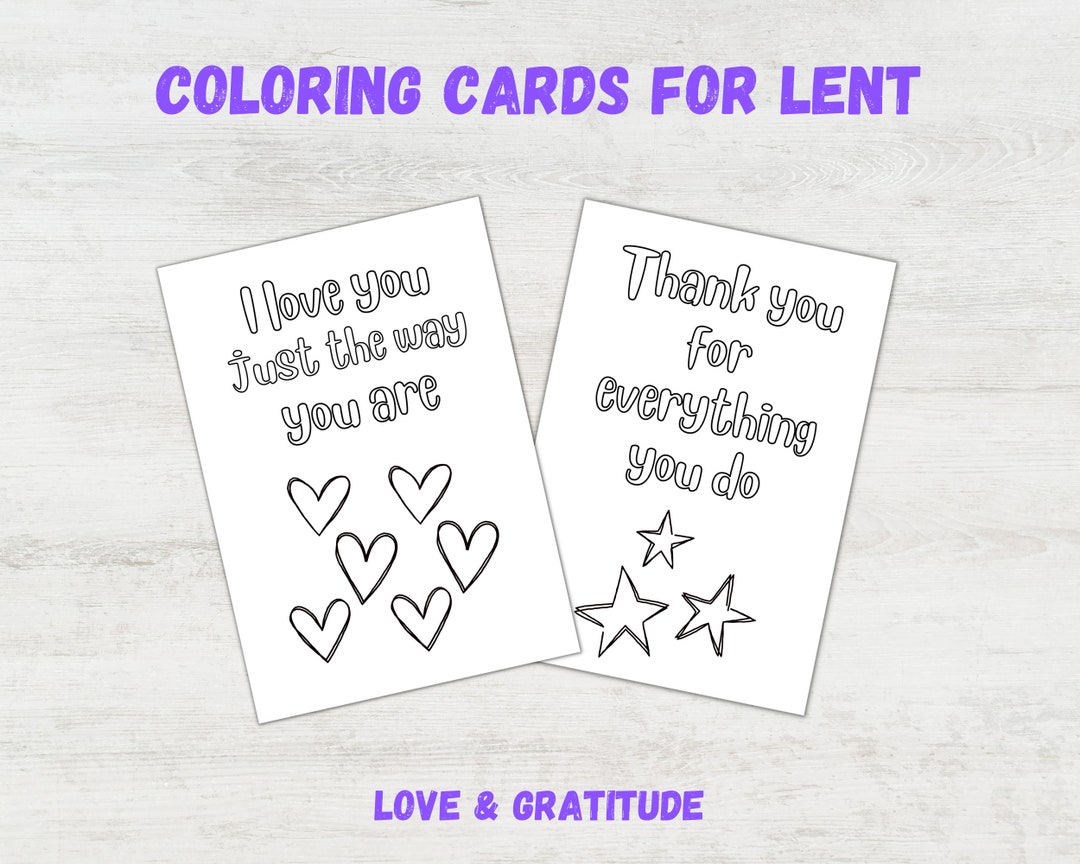 Printable Prayer Cards for Lent, Coloring Thank You Card for Priest or Pastor, Lenten Activity ...