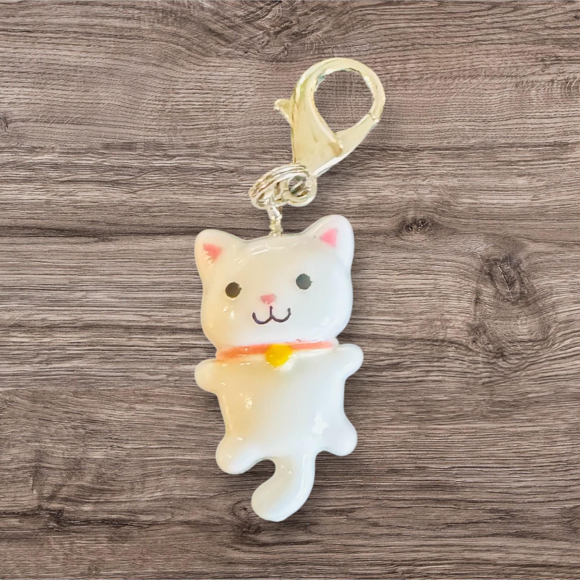 愛らしい猫のジッパーチャーム：キーホルダー、バックパック、財布の