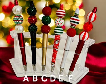 Kerstpen met kralen: Handgemaakte siliconen pen met strass-steentjes