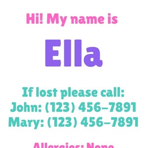 Child Safety ID Tag Printable for Backpacks – Emergency Contact Card & Lost Kid Finder Printable PDF
