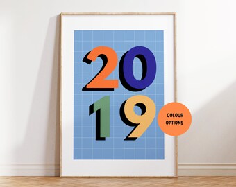 Retro Birth Year Print | Personalised Checkerboard Wall Art | Toddler Decor