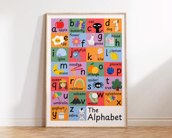 Alphabet Print | Educational ABC Poster | Toddler Nursery Decor | Home Learning