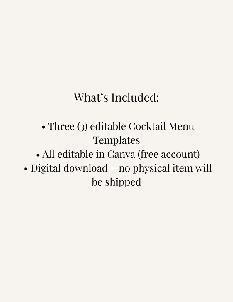 Editable Cocktail Menu Template | Wedding Bar Menu | Canva Instant ...