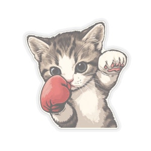 Boxing Cat Sticker: Gym Workout, New Years Resolution image 2