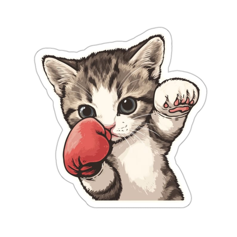 Boxing Cat Sticker: Gym Workout, New Years Resolution image 5