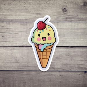 Pegatina de helado suave kawaii: calcomanía de postre dulce