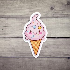 Niedlicher Soft Serve Eistüte Aufkleber - entzückender Vinyl-Aufkleber für Laptops, Wasserflaschen und mehr