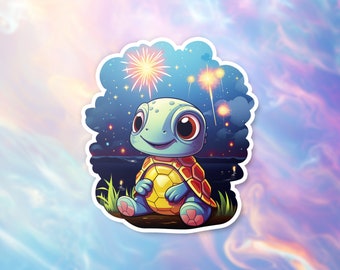 Sticker tortue mignonne du nouvel an