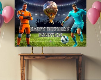 Soccer Birthday Backdrop Image, Personalizable Party Banner Image, Bedroom Wall Hanging, Printable Template | World Cup