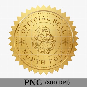 Selo de ouro do Papai Noel PNG Selo oficial Pólo Norte Natal Papai Noel Selo para carta do Papai Noel Adesivo dourado Clipart Lista agradável Clipart