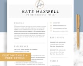 Professional Resume Template, Modern Resume, Minimalist Resume, Clean & Simple Document, CV Template, 1 and 2 Page Versions, Canva Template