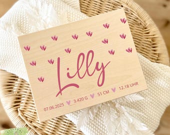 Baby Memory Box, Birth Gift, Birth Present, Heart Theme, Christening Gift, Personalized Gift For Girls And Boys, Names, Keepsake Wooden Box