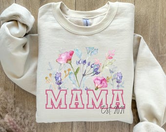 Custom Mama Flower Sweatshirt, Girl Mom Club Sweater, Mama Bear Sweater, New Mom Shirt, Retro Momma Tshirt, Expecting Mom, Top Selling Items