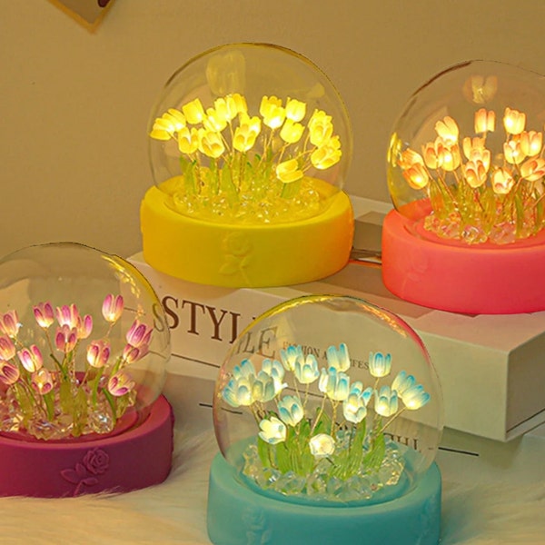 DIY Tulip Flower Night Light Kit - Create Your Own Desk Atmosphere Lamp for Girls - Arts and Crafts Ornament