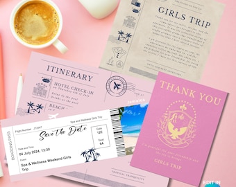 Passport Invitation Template for Destination Wedding, Birthday Party, Customizable in Canva, Personalized DIY Printable, Instant Download