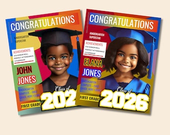 Kids DIY Graduation Magazine Cover Personalized Senior Graduation Keepsake  Class of 2025 Celebrate Your Graduate in Style