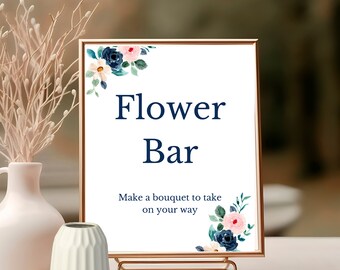Flower Bar Sign, Bridal Shower, Bouquet Bar Sign, Make a Bouquet Sign, Table Bar Sign, Shower Sign Printable, Wildflower Bar and Food  Sign