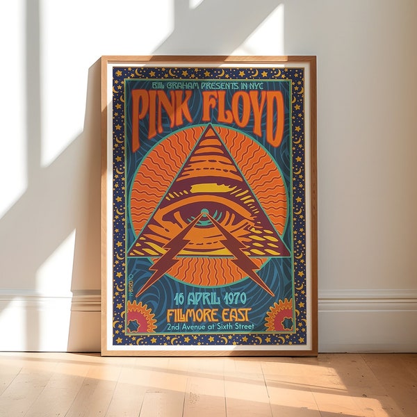 Pink Floyd Vintage Concert Rock Poster , Wall Art , Pink Floyd Concert Poster, Pink Floyd Poster, Pink Floyd Print, Retro Music Poster,