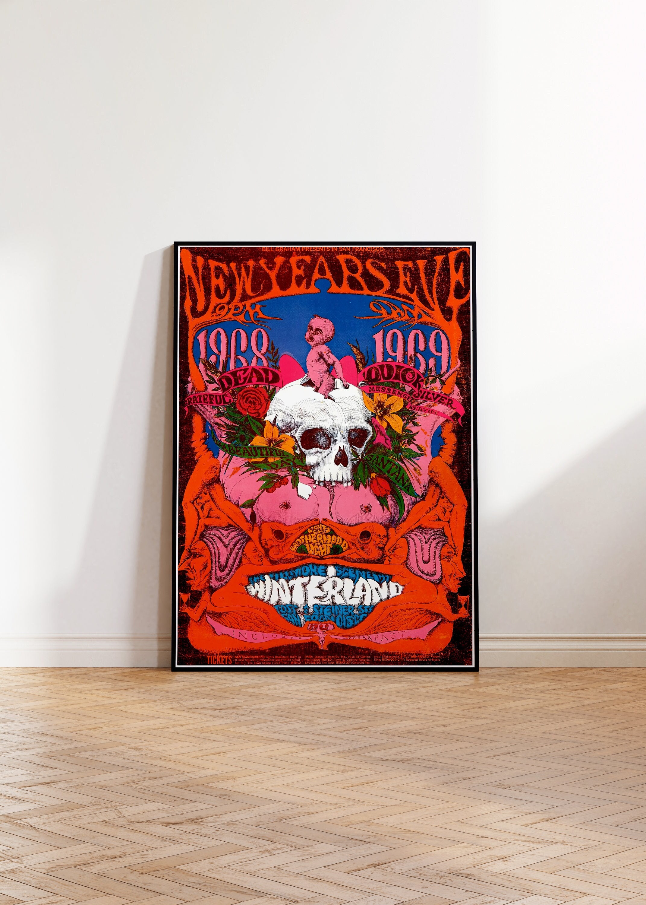 Discover 1968 Grateful Dead Santana Winterland, Greatful Dead New Years Eve Concert Poster