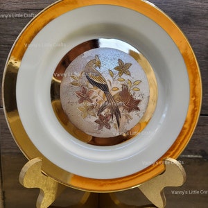 Plate stand included - Vintage Japanese The Art of Chokin Gold trimmed Collectible plate - Limited edition by Yoshinobu Hara