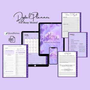 Digital Planner For Busy Moms, Undated Digital Planner, ADHD, Self Care Planner, Daily Digital Planner, Purple Planner, Goodnotes Planner