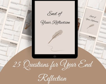 25 Questions for Year End Reflection. Worksheet Bundle.