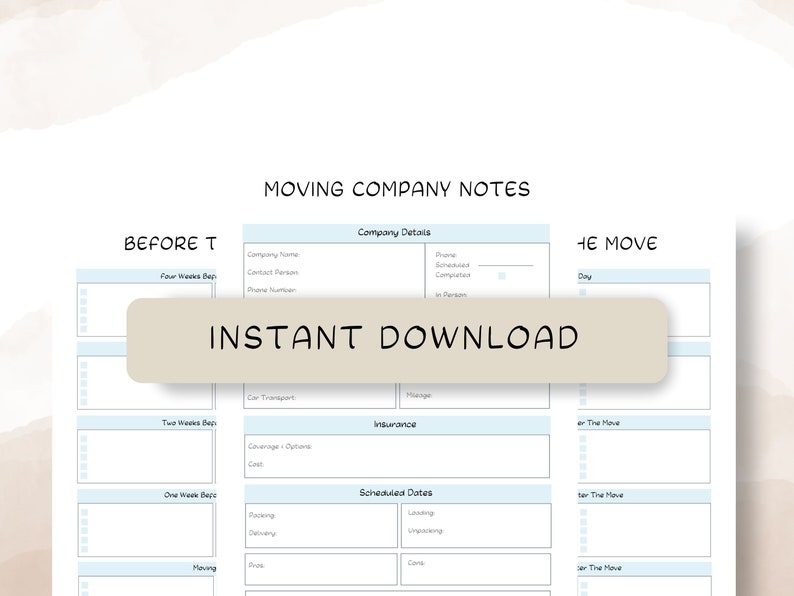 Moving Printable Planner | Moving Checklist | Change of Address ...