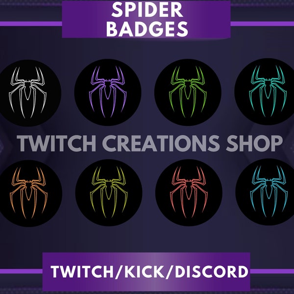 Twitch Spider Sub Badges | Bugs Badges | Twitch Sub Badges, Bits, Channel Points | Insect Badges.