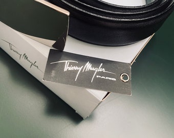 Ceinture vintage en cuir noir Thierry Mugler