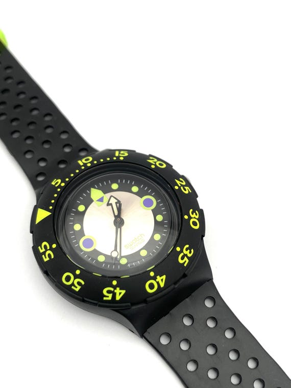 Swatch Watch - SDB102 - SHAMU / BLACK WAVE Vintage 1992 Swatch SDB102 SHAMU BLACK WAVE Watch | 90s  main image 2