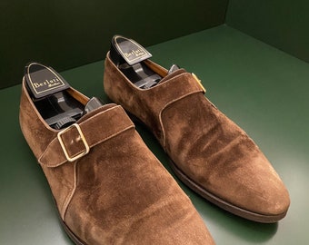 Berluti shoe brown suede with golden buckle