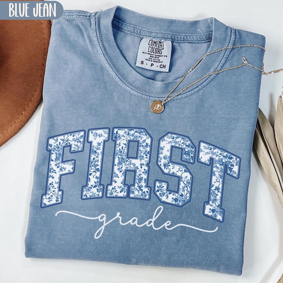 Comfort Colors® First Grade Teacher Shirt, Toile de Jouy 1st Grade TShirt, First Grade Teacher Appreciation Gift, Elementary School T-shirt