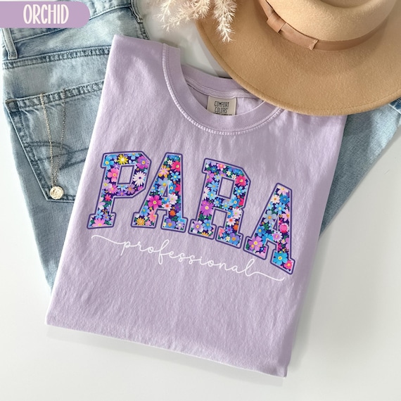Comfort Colors Paraprofessional Shirt, Preppy Floral Para Squad Tshirt, Para Appreciation Gift, Wildflower Teacher Aide Back To School Tee