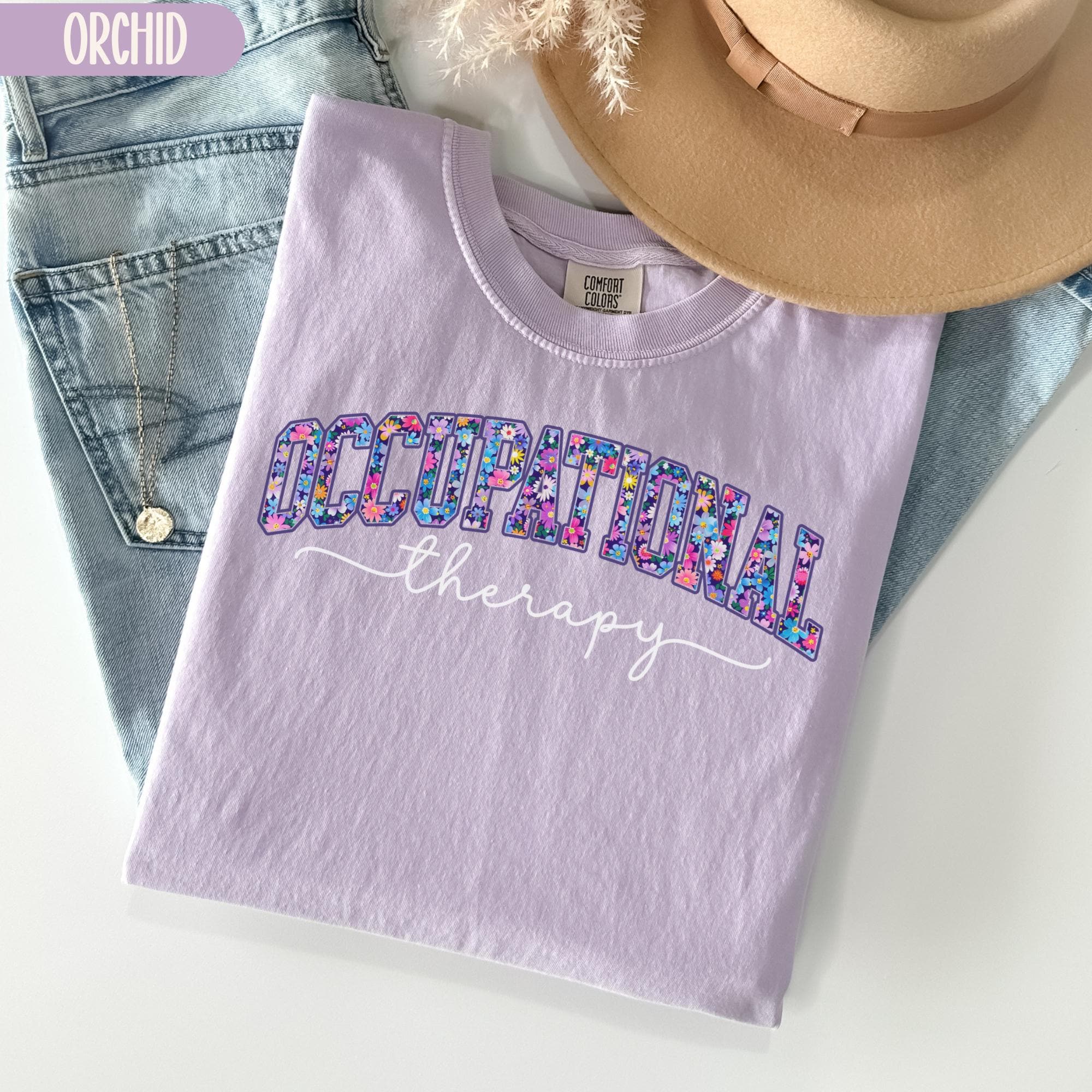 Comfort Colors Occupational Therapy Shirt, Preppy Floral Occupational Therapist Gift, Mental Health Awareness, OT Shirt, OT Assistant Shirt
