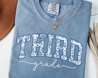 Comfort Colors® Third Grade Teacher Shirt, Toile de Jouy 3rd Grade TShirt, Third Grade Teacher Appreciation Gift, Elementary School T-shirt