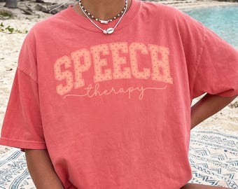 Comfort Colors Speech Therapy Shirt, Polka Dots Speech Language Pathologist Tshirt, Cottagecore Speech Therapist Gift, SLP Tee for Woman