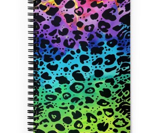RAINBOW LEOPARD Spiral Notebook | Journal, Office, Work, School, 90s, 90s Baby, 90's, 90's Baby, Nineties, Cheetah, Leopard, Rainbow