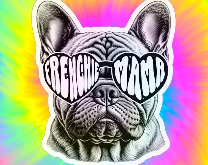 Black French Bulldog Sticker, I Love Mom, Frenchie Mum Gift, Frenchie ...