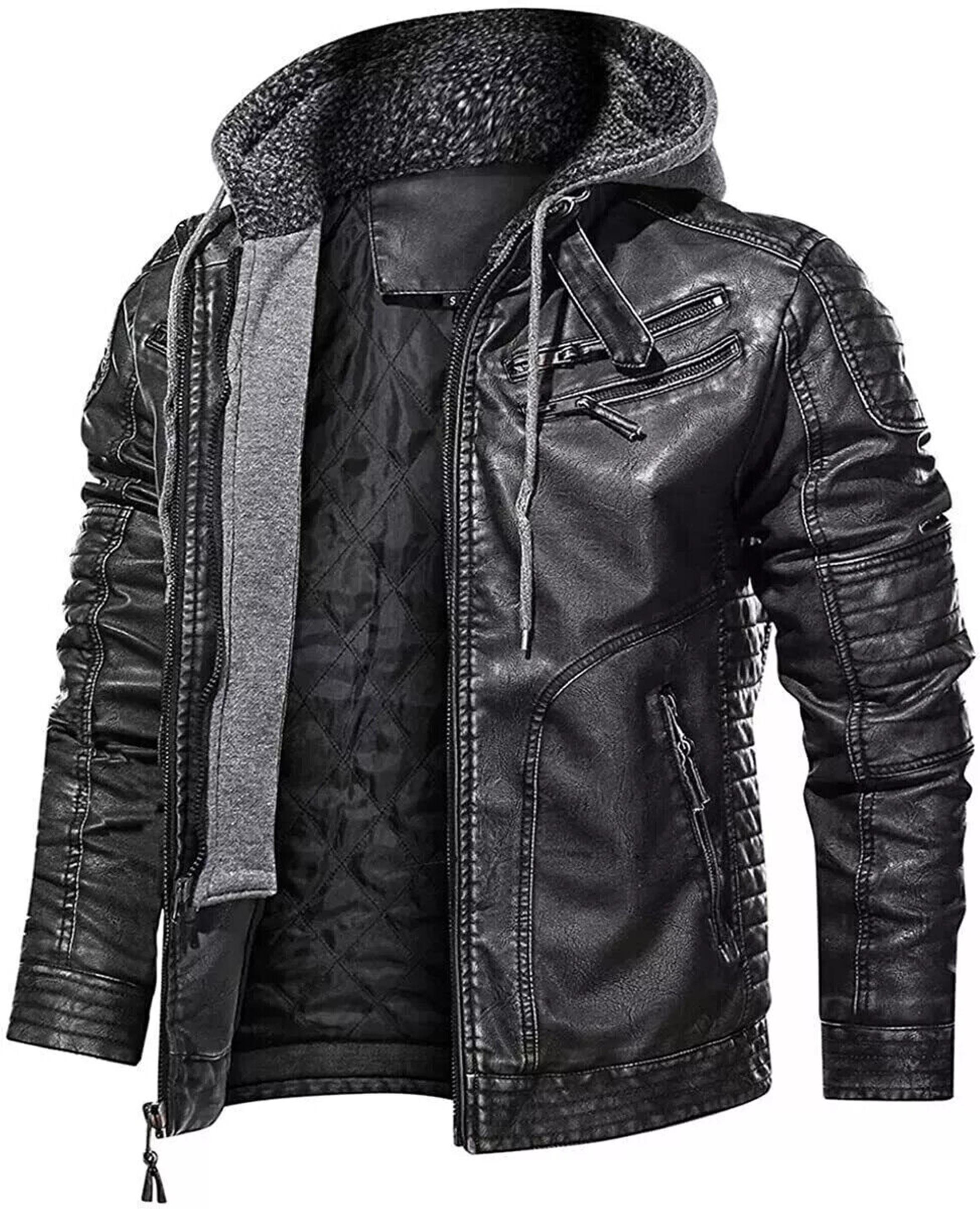 Black Leather Jacket With No Zipper - Etsy