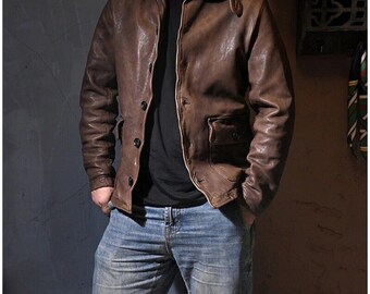 Vintage Leather Jacket by Jack Edwards Dark Brown Leather Coat Size XL Etsy