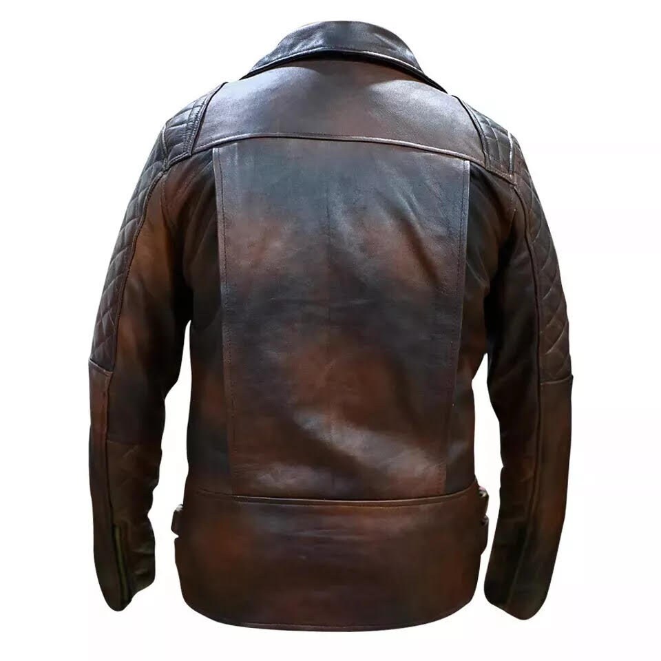 Herren Biker Motorrad Vintage Brown Distressed Klassisch