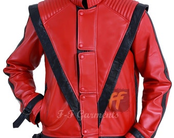 Mens Handmade Red Leather Jacket: Biker Motorcycle Party Jacket