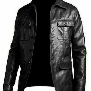 Blazer homme manteau motard noir/marron bomber moto vintage haut veste en cuir véritable