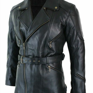 Manteau vintage fait main, manteau style moto, veste en cuir de vachette, veste motard noire, veste motard en cuir classique rétro,