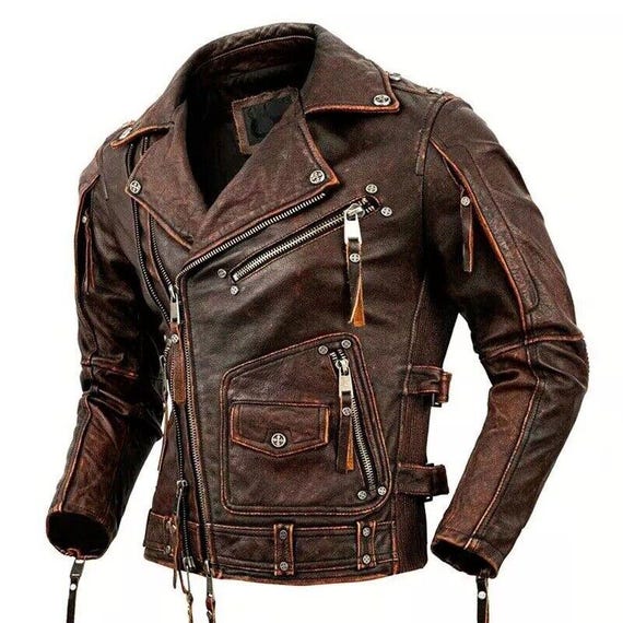 Vintage Motorcycle Biker Jacket, Handmade Biker Bomber Jacket
