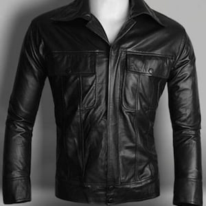 Elvis Rock & Roll, Blouson tendance noir classique en cuir d'agneau souple pour homme, Veste de soirée, Blouson motard coupe slim, XS à 3XL