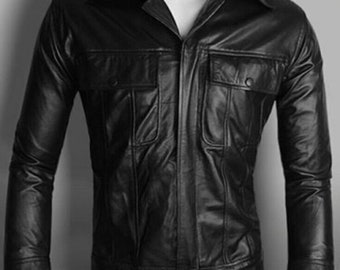 Elvis Rock & Roll, Men's Black Classic Soft Lambskin Real Leather Fashion Jacket, Party Jacket, Biker Bomber Slim Fit Jacket, XS to 3XL